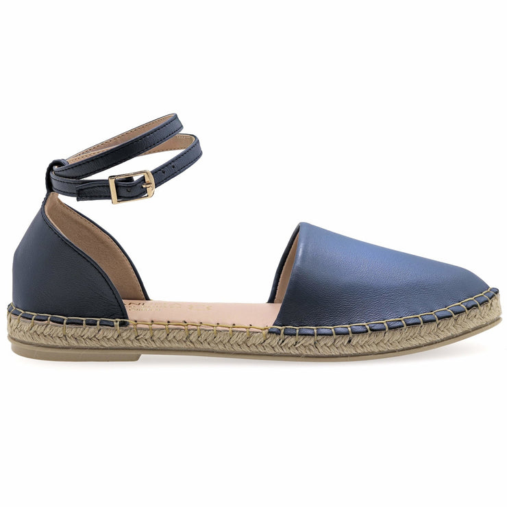 Emmanuela - handcrafted for you® Espadrilles aus Leder mit Schnallenriemen aus Blau leder