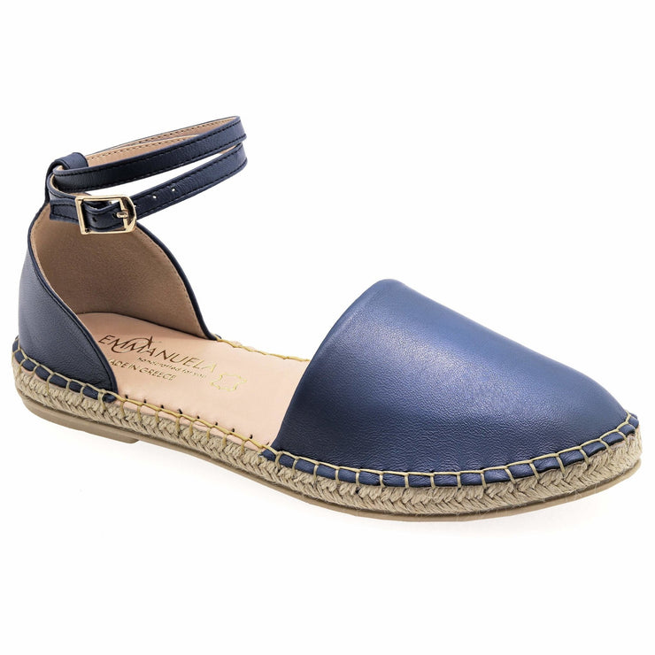 Emmanuela - handcrafted for you® Espadrilles aus Leder mit Schnallenriemen aus Blau leder