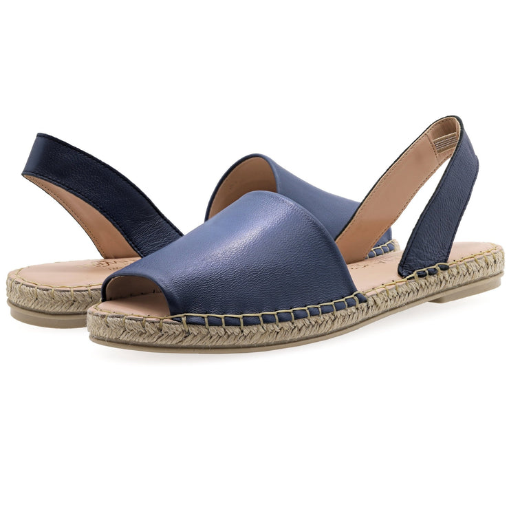 Emmanuela - handcrafted for you® Flache Peeptoe Espadrilles aus Blau leder