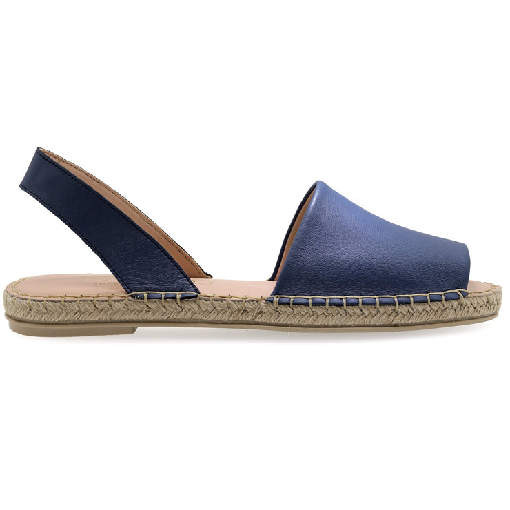 Emmanuela - handcrafted for you® Flache Peeptoe Espadrilles aus Blau leder