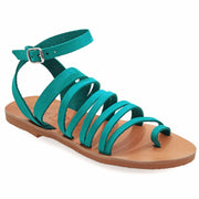 Emmanuela - handcrafted for you® Sandalen mit Knöchelriemen & Zehenring "Artemis" aus Türkis leder