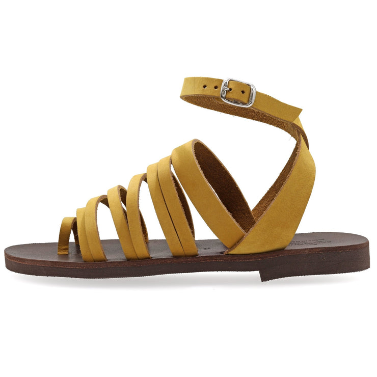 Emmanuela - handcrafted for you® Sandalen mit Knöchelriemen & Zehenring "Artemis" aus Beige leder