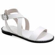 Emmanuela - handcrafted for you® Knöchelsandalen mit gepolsterter Fußbett "Alexandra" aus Weiße leder