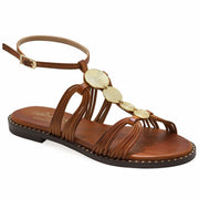 Emmanuela - handcrafted for you® Knöchelriemen-Sandalen mit gepolsterter Fußbett "Chryseis" aus Braun leder