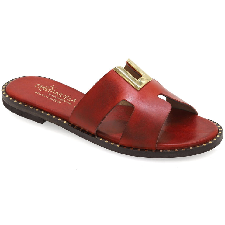 Emmanuela - handcrafted for you® H-Band-Sandalen mit gepolsterter Fußbett "Clytemnestra" aus Rot leder