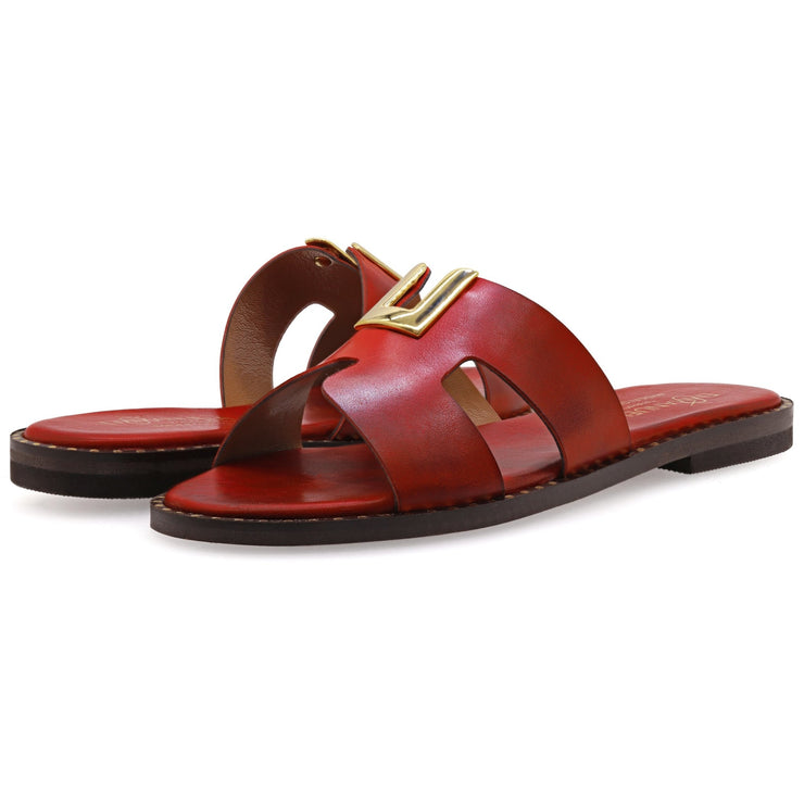 Emmanuela - handcrafted for you® H-Band-Sandalen mit gepolsterter Fußbett "Clytemnestra" aus Gelb leder