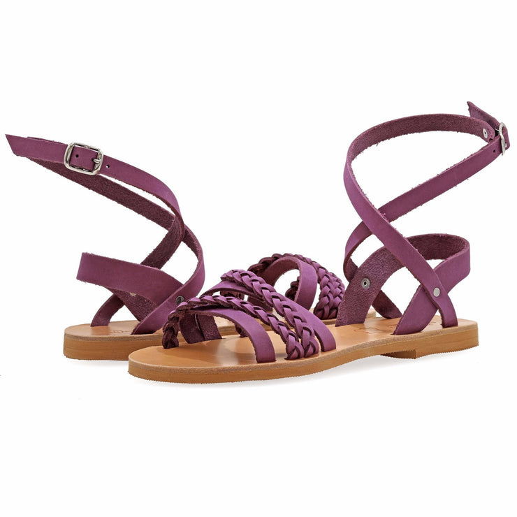 Emmanuela - handcrafted for you® Sandalen mit Knöchelriemen "Hypatia" aus Lila leder