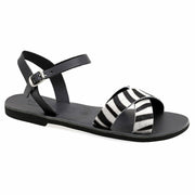 Emmanuela - handcrafted for you® Zebra-Sandalen mit Schnallenriemen "Cybele" aus Ponyhaut leder