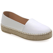 Emmanuela - handcrafted for you® Flache Espadrilles mit geschlossener Zehenpartie aus Weiße leder