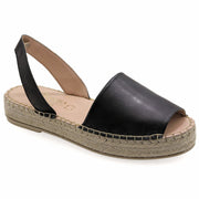 Emmanuela - handcrafted for you® Flatform Peeptoe Espadrilles aus Schwarze leder