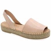 Emmanuela - handcrafted for you® Flatform Peeptoe Espadrilles aus Hautfarbe leder