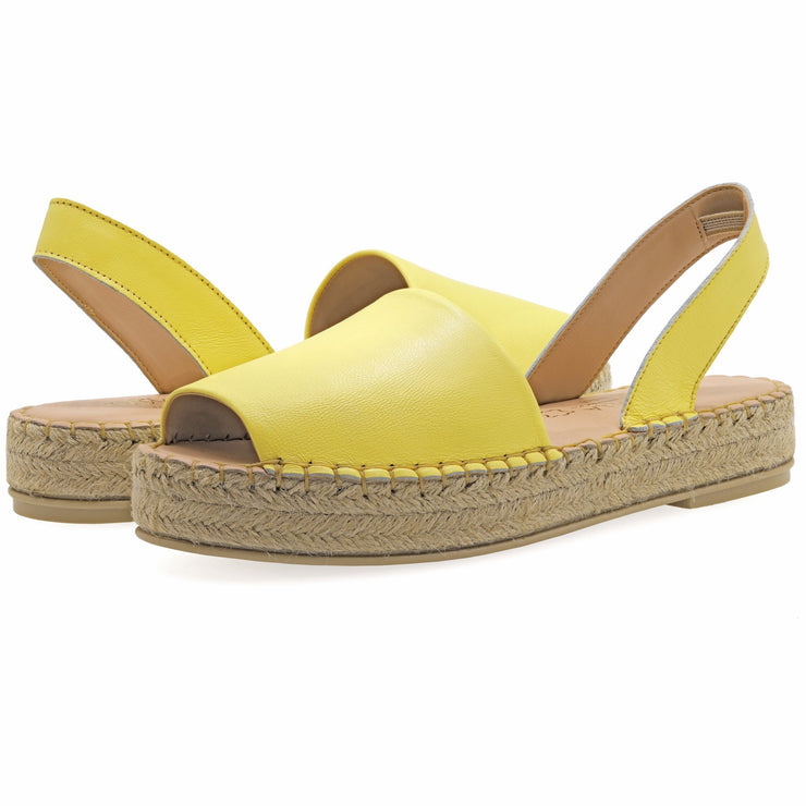 Emmanuela - handcrafted for you® Flatform Peeptoe Espadrilles aus Hautfarbe leder