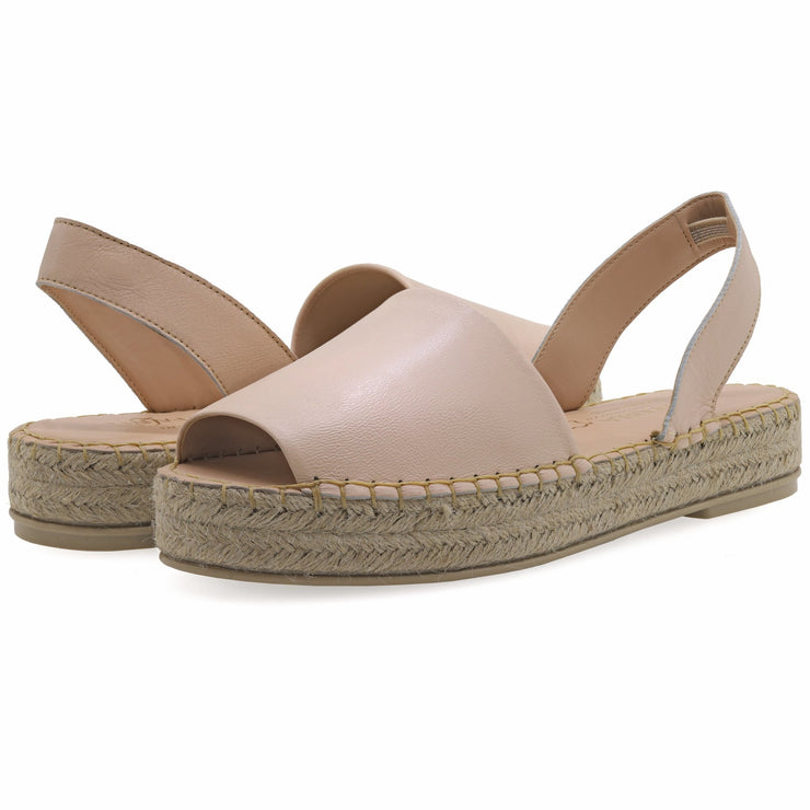 Emmanuela - handcrafted for you® Flatform Peeptoe Espadrilles aus Gelb leder