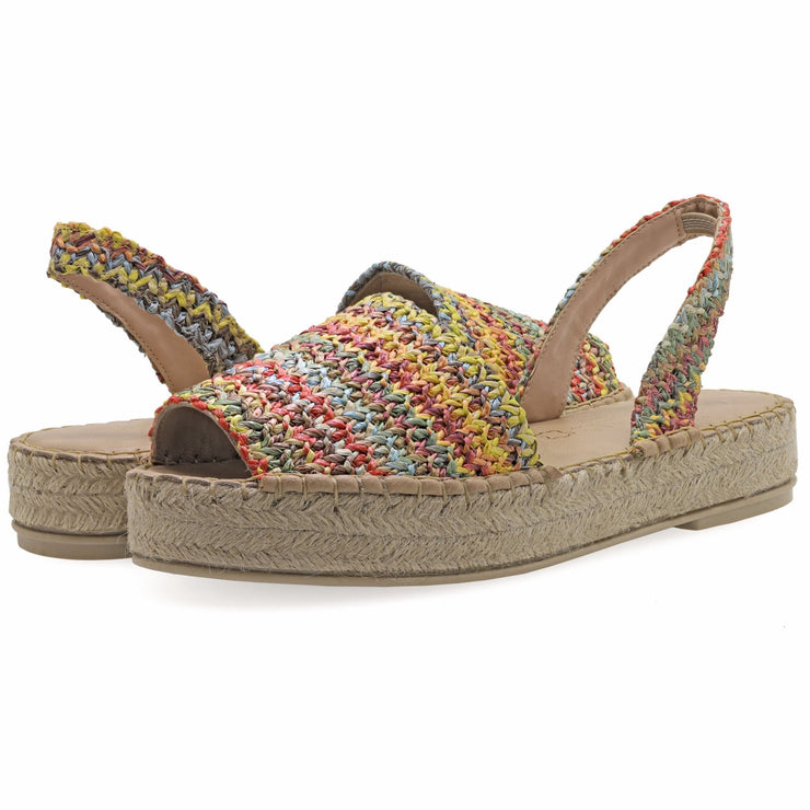 Emmanuela - handcrafted for you® Flatform Peeptoe Espadrilles aus Pailletten Mehrfarbig leder