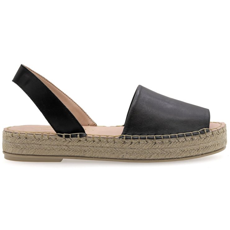 Emmanuela - handcrafted for you® Flatform Peeptoe Espadrilles aus Schwarze leder