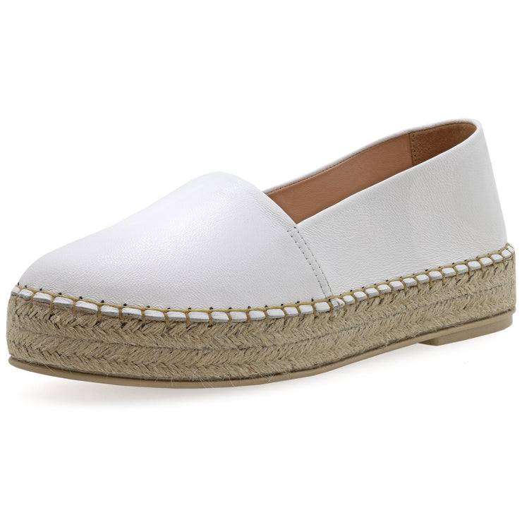 Emmanuela - handcrafted for you® Flatform Espadrilles aus Leder mit geschlossener Spitze aus Blau leder