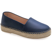 Emmanuela - handcrafted for you® Flatform Espadrilles aus Leder mit geschlossener Spitze aus Blau leder