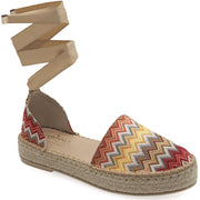 Emmanuela - handcrafted for you® Flatform Espadrilles mit Schnürung aus Stroh aus Missoni leder