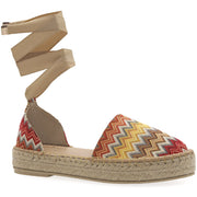 Emmanuela - handcrafted for you® Flatform Espadrilles mit Schnürung aus Stroh aus Missoni leder