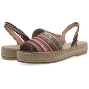 Emmanuela - handcrafted for you® Flatform Peeptoe Espadrilles aus Stroh aus Hautfarbe leder