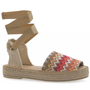 Emmanuela - handcrafted for you® Flatform Lace Up Peeptoe Espadrilles aus Stroh aus Missoni leder