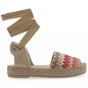 Emmanuela - handcrafted for you® Flatform Lace Up Peeptoe Espadrilles aus Stroh aus Missoni leder