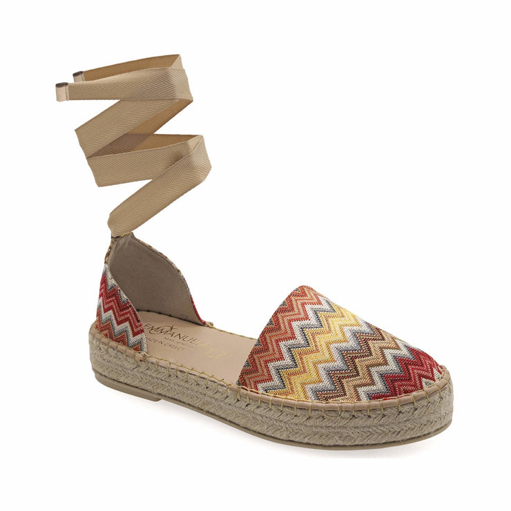 Emmanuela - handcrafted for you® Flache Espadrilles zum Schnüren aus Missoni leder