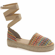 Emmanuela - handcrafted for you® Flache Espadrilles zum Schnüren aus Stroh Mehrfarbig leder