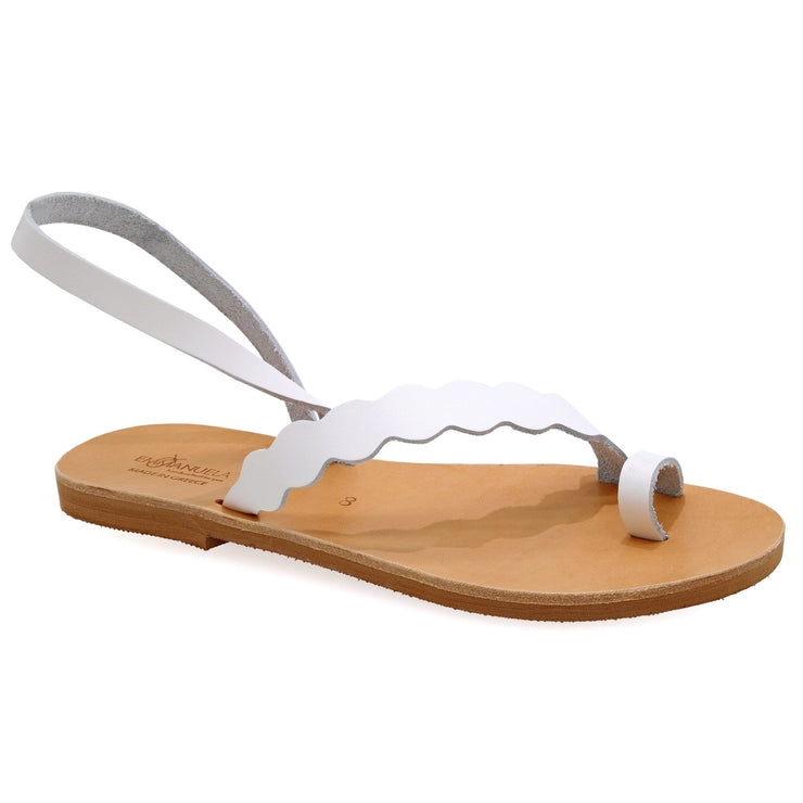 Emmanuela - handcrafted for you® Slingback-Sandalen mit Zehenring "Corfu" aus Beige leder