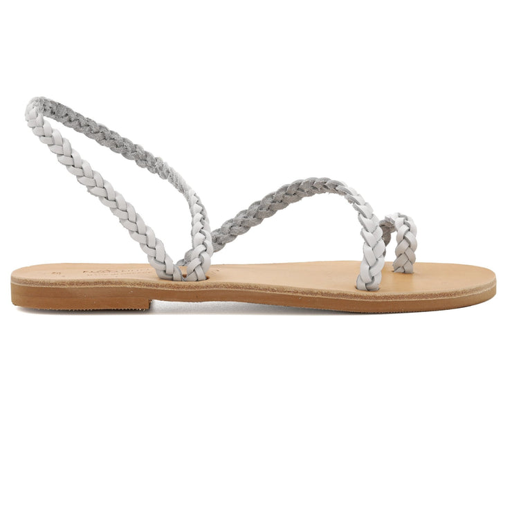 Emmanuela - handcrafted for you® Slingzehenring Geflochtene Sandalen "Chios" aus Beige leder