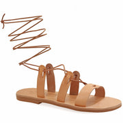 Emmanuela - handcrafted for you® Kalbshohe Gladiator-Sandalen mit Leopardenmuster "Melaina" aus Natürlich leder