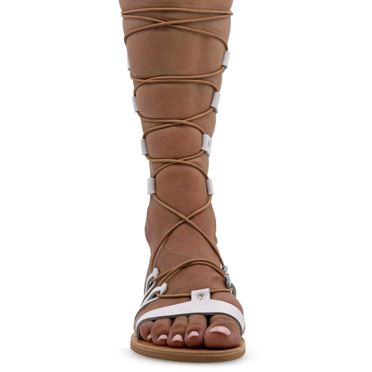 Emmanuela - handcrafted for you® Kalbshohe Gladiator-Sandalen "Anastasia" aus Beige leder