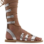 Emmanuela - handcrafted for you® Kalbshohe Gladiator-Sandalen "Anastasia" aus Roségold leder