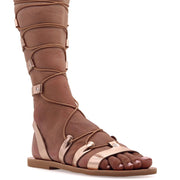 Emmanuela - handcrafted for you® Kalbshohe Gladiator-Sandalen "Anastasia" aus Silber leder