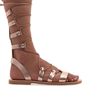 Emmanuela - handcrafted for you® Kalbshohe Gladiator-Sandalen "Anastasia" aus Silber leder