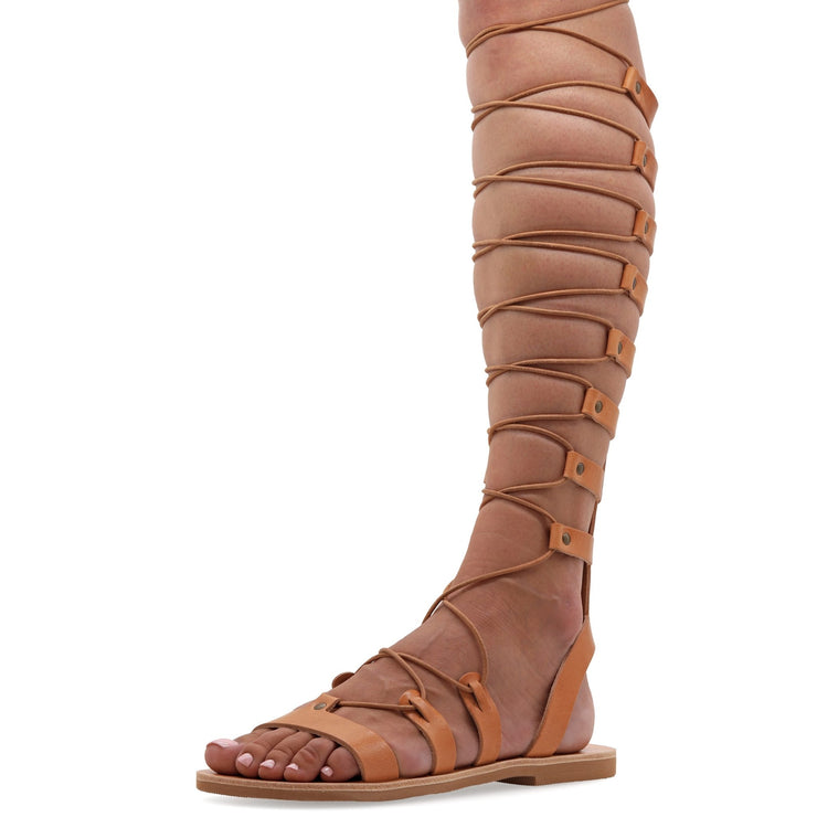 Knee high leather gladiator sandals online