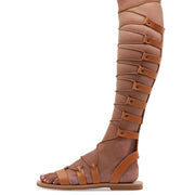 Emmanuela - handcrafted for you® Kniehohe Gladiator-Sandalen zum Schnüren "Jocasta" aus Roségold leder