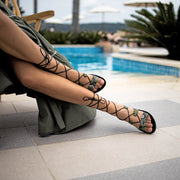 Emmanuela - handcrafted for you® Kalbshohe Gladiator-Sandalen "Melaina" aus Weiße leder