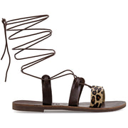 Emmanuela - handcrafted for you® Kalbshohe Gladiator-Sandalen "Melaina" aus Leopard leder