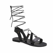 Emmanuela - handcrafted for you® Kalbshohe Gladiator-Sandalen "Nyx" aus Schwarze leder