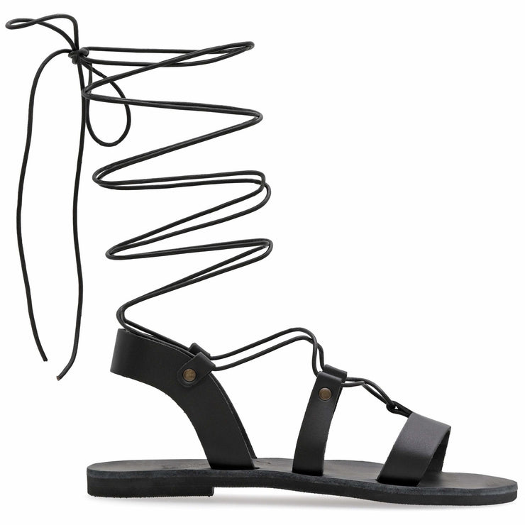 Emmanuela - handcrafted for you® Kalbshohe Gladiator-Sandalen "Nyx" aus Schwarze leder