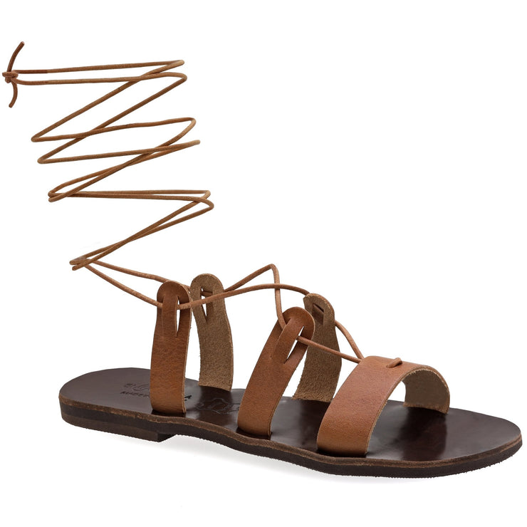 Emmanuela - handcrafted for you® Gladiator-Sandalen aus Schlangenleder mit Schnürung "Melaina" aus Braun leder