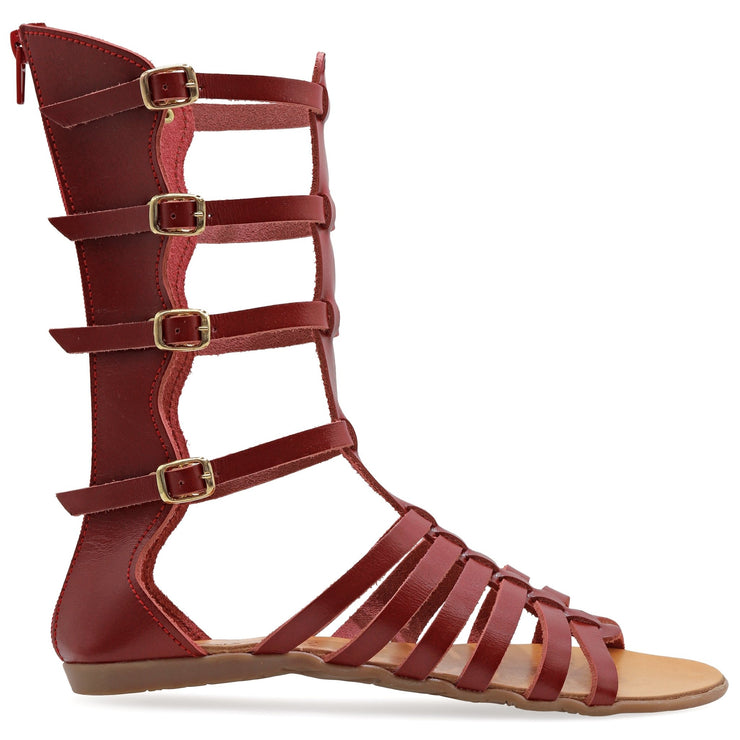 Emmanuela - handcrafted for you® Kalbshohe Gladiator Stiefelsandalen mit Reißverschlüssen "Briseis" aus Türkis leder