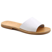 Greek Leather White Simple Slide on Sandals "Icaria" - EMMANUELA handcrafted for you®
