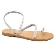 Greek Leather White Slingback Toe Ring Braided Sandals "Chios" - EMMANUELA handcrafted for you®