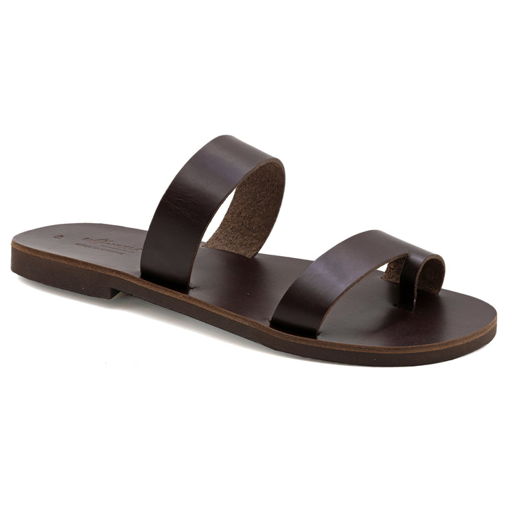 Greek Leather Brown Strappy Toe Ring Sandals for Men "Theseus" - EMMANUELA handcrafted for you®