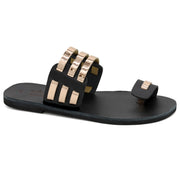 Greek Leather Rose gold Slide on Toe Ring Sandals "Hydra" - EMMANUELA handcrafted for you®