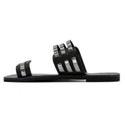 Greek Leather Silver Slide on Toe Ring Sandals "Hydra" - EMMANUELA handcrafted for you®