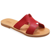 Greek Leather Coral Slide on H-Band Sandals "Eugene" - EMMANUELA handcrafted for you®