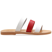 Greek Leather White - Coral Slide on Sandals "Skiros" - EMMANUELA handcrafted for you®